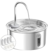 Stainless Steel Cat Water Fountain, 3.2L/108oz 304 Stainless Cat Fountain for Drinking, Pet Water...