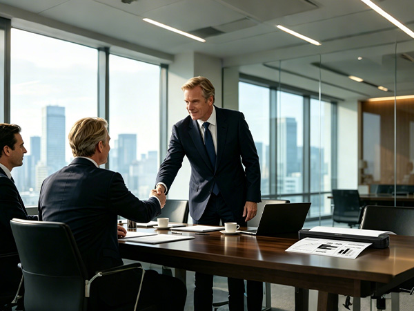 Business professionals use the ST80A portable document printer for contracts, reports in an office