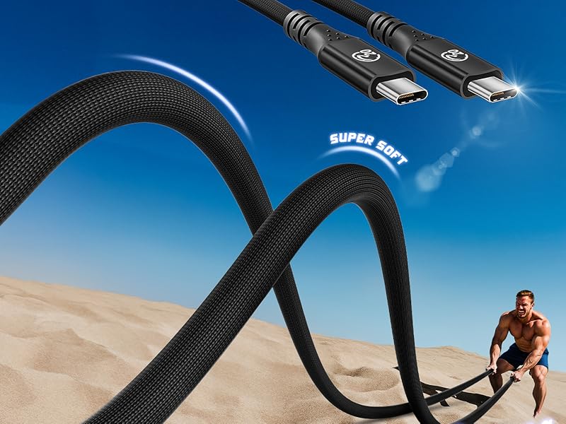 flexible strong usbc to usbc charging data monitor cable