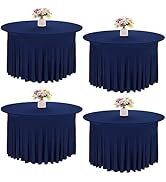 JALANCY 4 Pack 5FT Spandex Table Skirts for Round Table Spandex Fitted Table Cover for 60 Inch Ro...