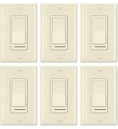 [6 Pack] BESTTEN Almond Dimmer Switch, 3 Way or Single-Pole, for Dimmable LED, Halogen and Incand...