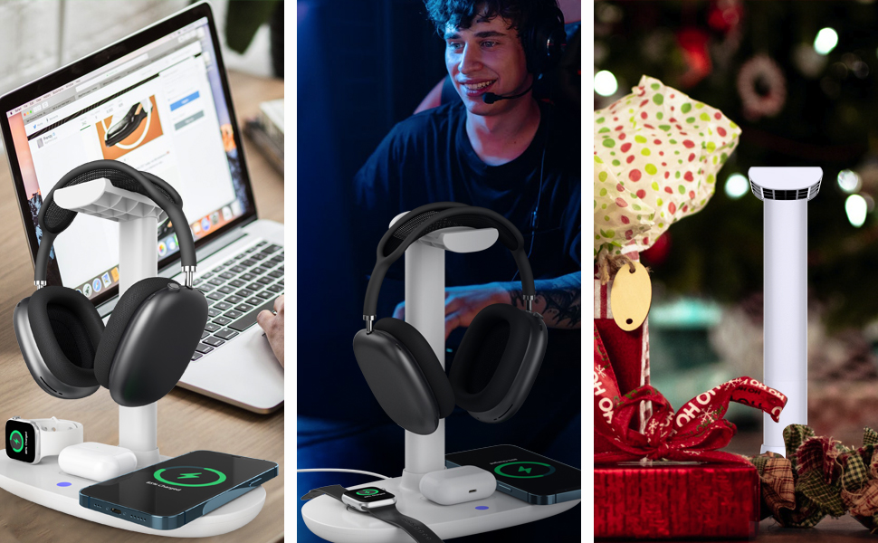 headset holder with wireless charging