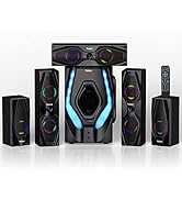Bobtot Home Theater Systems Surround Sound Speakers - 1200 Watts 10 inch Subwoofer 5.1/2.1 Channe...