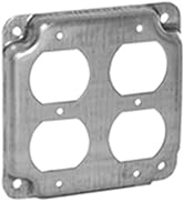 Hubbell-Raco 907C 2 Duplex Receptacles 4-Inch Square Exposed Work Cover, Gray