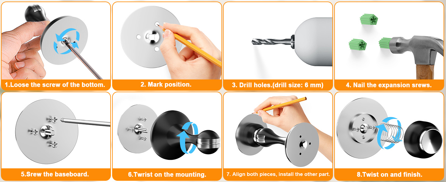 magnetic door stopper Drilling Intallation with Screws