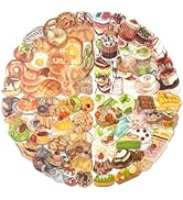 Maxleaf 80PCS Dessert Cake Clear Stickers for Scrapbook Decoration, 4 Series Retro Foods Bread Ca...
