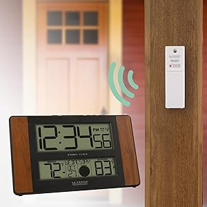 lacrosse, la crosse, 513-1417ch, calendar, tabletop, wall clock, digital, moon, temperature