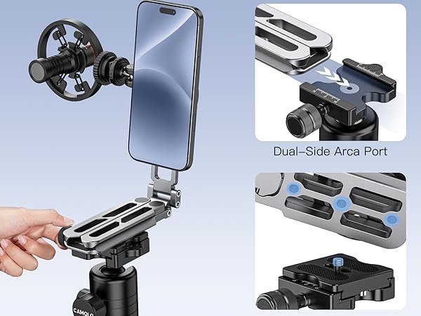 phone tripod mount with arca &amp; 1/4"-20