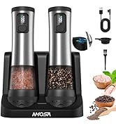 Electric Salt and Pepper Grinder Set, Upgraded 2-Speed Setting, External 5 Adjustable Coarseness,...