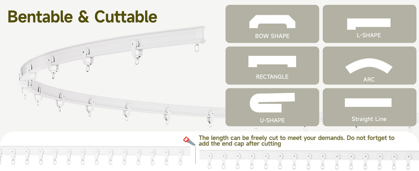 Room Divider Curtains Bendable Tracks Set,Privacy Dividers Window Blackout Curtains Living Room