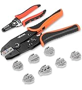 KF CPTEC Crimping Tool Set 9 PCS - Ratcheting Wire Crimper - Quick Exchange Jaw for Heat Shrink, ...
