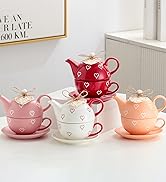 Domini Teapot cup combo,Teapot and Teacup for One,Tea Cup and Saucer Set-Tea Pot Set Gift for Gir...