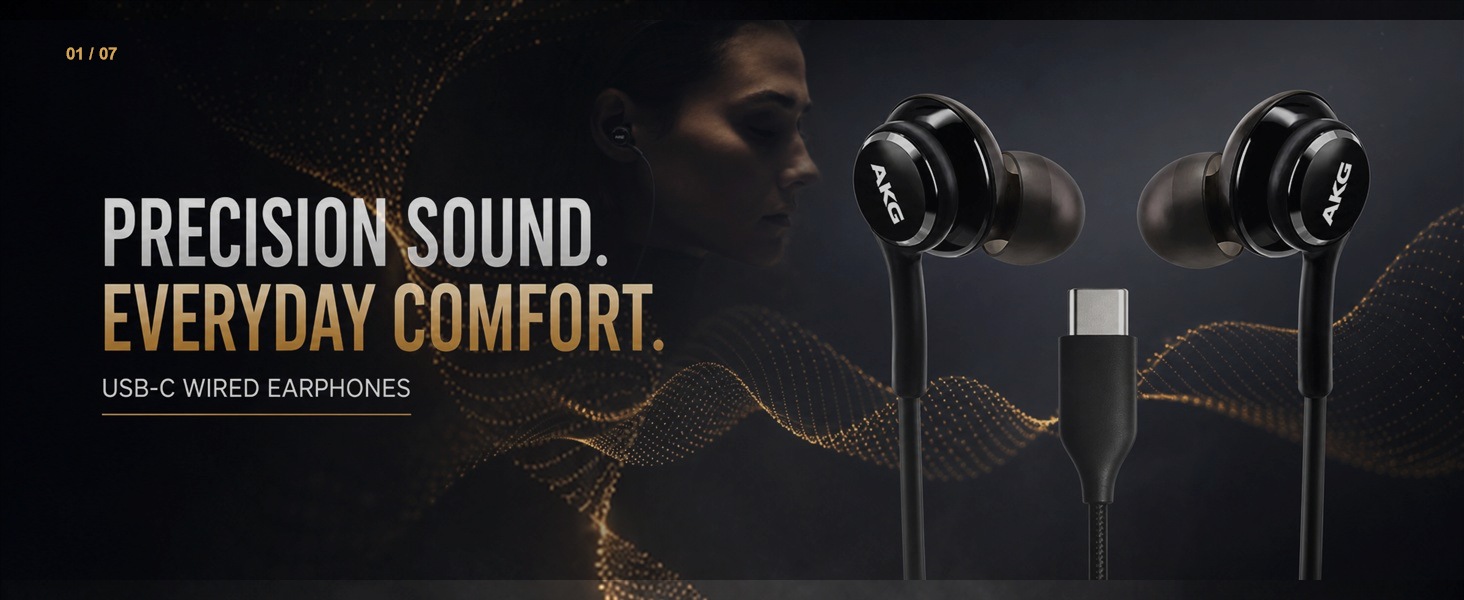 Black AKG USB-C wired earphones
