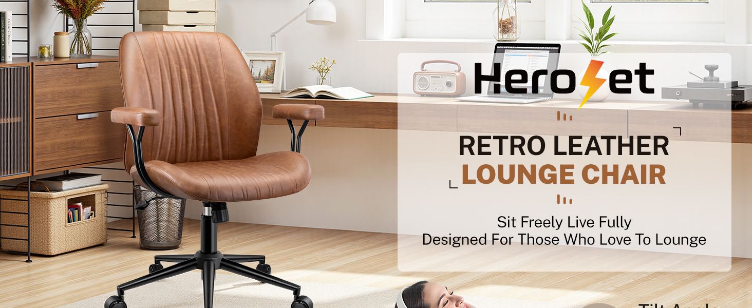 Home Office Desk Chairs with Removable Armrests, Adjustable Height Rocking