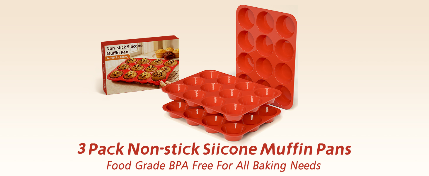 3PackNon-stickSiicone Muffin Pans