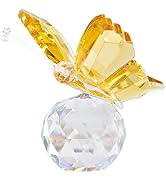H&amp;D Crystal Flying Butterfly with Crystal Ball Base Figurine Collection Cut Glass Ornament Statue...