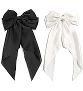 SUSULU Hair Bow for Women Girls,Big White Bows for Hair,Satin Black Hair Bow Clips Barrettes,2pc ...