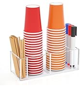 Richboom Cup Holder with Marker Slot - Double Plastic Cup Holder Clear Acrylic Countertop Disposa...