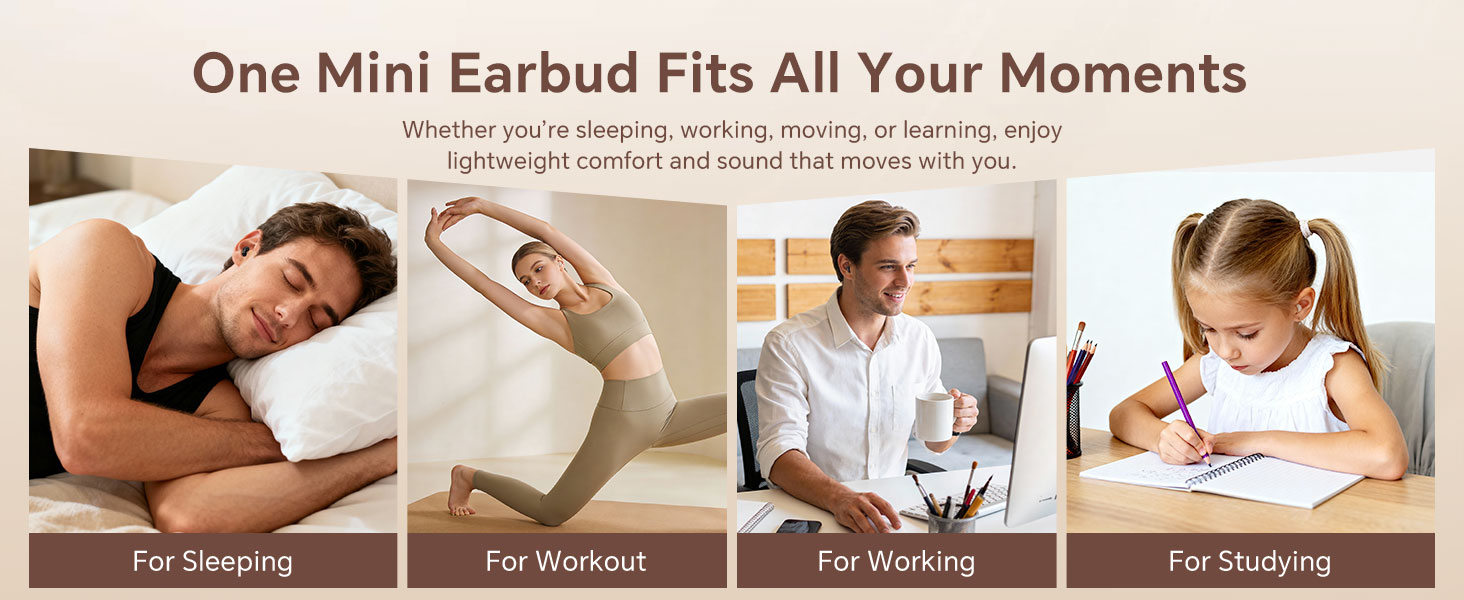 Mini Earbuds Fits All Your Moment for Sleeping workout kids studying