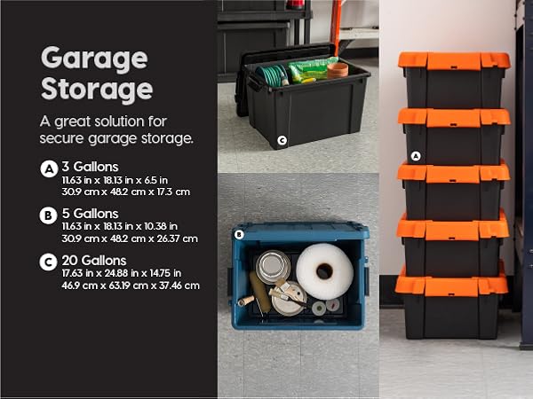 Lockable Storage Bins with Lids Heavy Duty, Stackable Containers, Garage Organizing Bins Moving Tubs