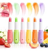 MooGlamor 6 Pcs Lip Balm Set Moisturizing Lip Care Fruit Lip Balm with Transparent Hydrates Dry a...