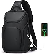 FENRUIEN Sling Bag Crossbody Sling Backpack with USB Port, Shoulder Chest Bag for Women Men.(Blac...