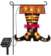 Qunlight Halloween Trick Or Treat Graden Flag lights without flag pole, Double Sided Witch Feet F...