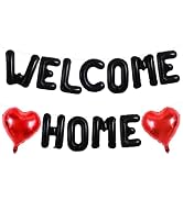 TONIFUL Welcome Home Balloons,16 Inch Black Welcome Home Foil Balloons Banner Welcome Home Party ...