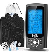 Belifu Dual Channel TENS EMS Unit with 12 Pads, 24 Modes Muscle Stimulator, Electronic Pulse Mass...