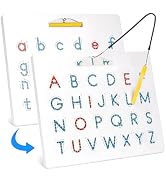 Magnetic Letter Tracing Board, Double-Sided ABC Magnets for Kids-Uppercase &amp; Lowercase Letter Wri...