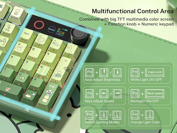Frog Wireless Mechanical Creamy Keyboard,Gaming Keyboard with Number Pad,98% Keyboard