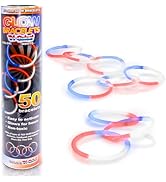 Windy City Novelties 8" Glow Stick Bracelets - Bulk 50 Pack (Red/White/Blue)