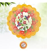 Wind Spinners - 12 Inches Large Hummingbird Wind Sculptures, 3D Reflective Wind Spinners for Yard...
