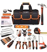 REXBETI 169-Piece Premium Tool Kit with 16 inch Tool Bag, Steel Home Repairing Tool Set, Large Mo...