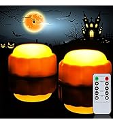 Amagic Halloween LED Pumpkin Lights with Remote and Timers, Battery Operated Jack-O-Lantern Light...