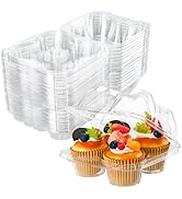NPLUX 4 Compartment Cupcake Containers 20 Pack Cupcake Holder with Connected Airtight Lid Cupcake...