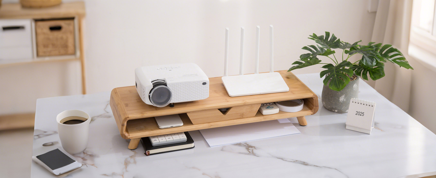 bamboo monitor stand with drawer