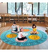 ABC Alphabet Rug for Kids, Classroom Playmat 6ft Non-Slip Circle Rugs for playroom, Round Area Ru...