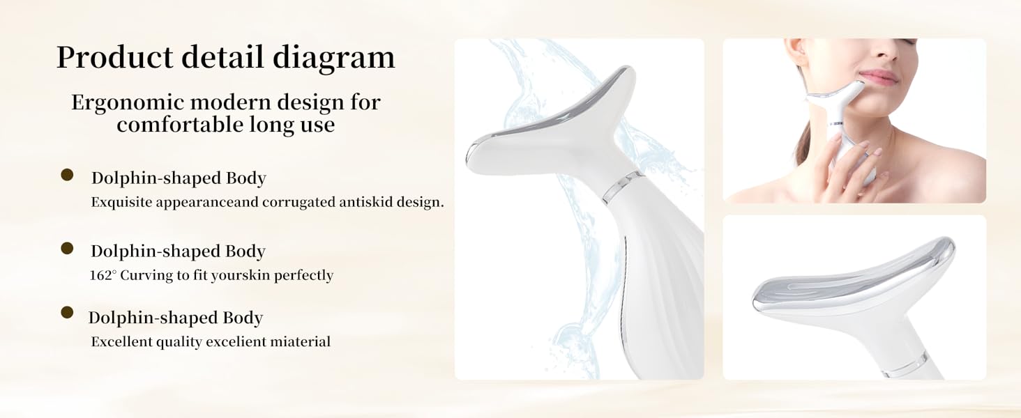 White dolphin-shaped facial massager with ergonomic anti-slip design