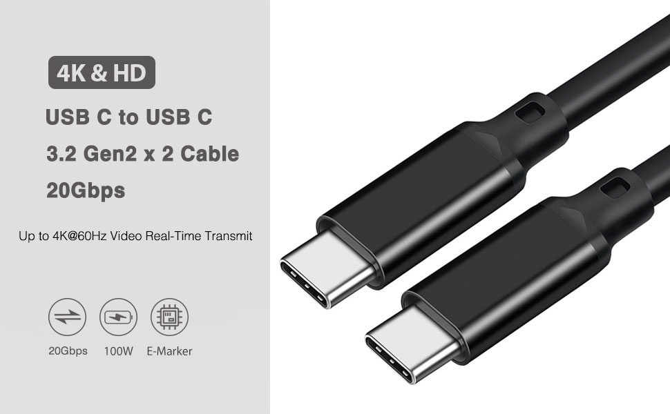 6.6Ft USB 3.2 Gen 2×2 Cable