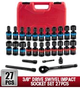 LLNDEI 27Pcs 3/8&amp;#34; Drive Swivel Impact Socket Set