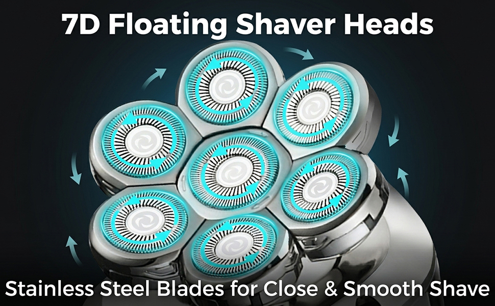 3-in-1 Electric 7D Head Shavers for Bald Men