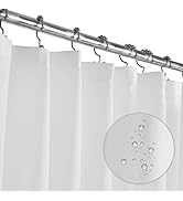 LiBa Fabric Bathroom Shower Curtain, 72" W x 72" H White Heavy Duty Waterproof Shower Curtain