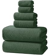 REDKISS 6-Piece Bath Towel Set - 2 Washcloths, 2 Hand Towels, 2 Bath Towels | Ultra-Fiber Coral F...