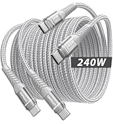 USB C to USB C Cable (6FT, 2Pack) 240W Type C Charger Fast Charging Cord Braided USBC Cables for ...