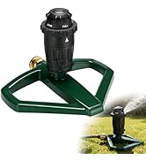 Sprinklers for Yard with Sturdy Zinc Alloy Base - Adjustable Spray Coverage &amp; 5 Spray Patterns La...