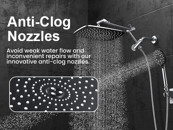Innovative anti-clog nozzles ensure strong water flow and easy, maintenance-free showers.
