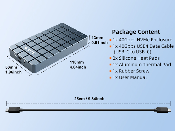 2280 nvme enclosure USB4.0 to m.2 ssd enclosure adapter case reader