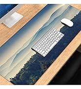Desk Mat, Foggy Mountain Landscape Gaming Mouse Pad with Seamed Edges and Non-Slip Base, Keyboard...