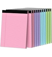 Legal Pads 8.5 x 11, Wide Ruled Paper, 12 Pack Note Pads 8.5 x 11, Colored Legal Pads, Pink Writi...